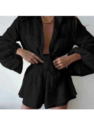 Gökyüzü Moda Gömlek Şortlu Takım