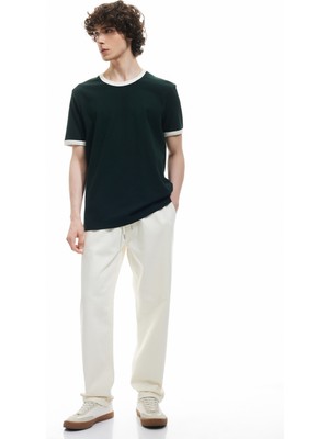 Koton Pamuklu Regular Fit Biyeli Kısa Kollu Bisiklet Yaka Erkek Tişört