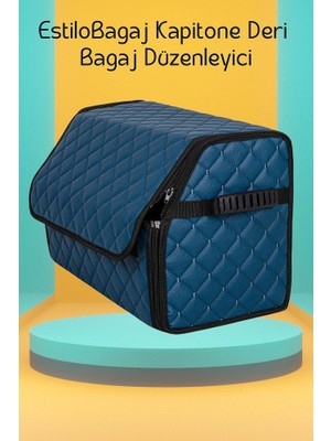 Estilobagaj Kapitone Deri Oto Bagaj Düzenleyici Mavi Siyah