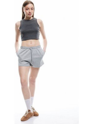 Koton Beli Bağcıklı Nakışlı Dar Kesim Cepli Mini Şort