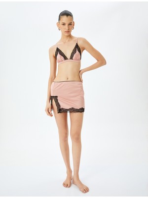 Koton Dantel Detaylı Mini Etek Saten Pijama Altı