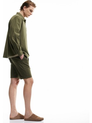 Koton Pamuklu Chino Cepli Bermuda Slim Fit Şort