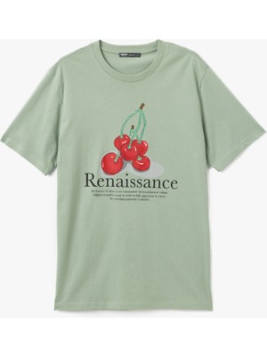 Koton Bisiklet Yaka Pamuklu Kısa Kollu Meyve Baskılı Tişört