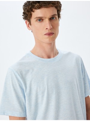 Koton Kısa Kollu Bisiklet Yaka Regular Fit Pamuk Karışımlı Basic Tişört