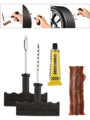 Tekerlek Lastik Tubeless Için Tamir Seti Kiti Fitil ve Solüsyon 6 Parça Acil Yardım Ekipmanı Seti