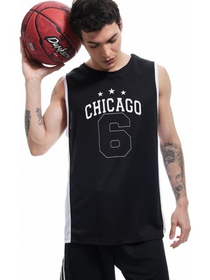 Koton Baskılı Renk Kontrastlı Bisiklet Yaka Oversize Kolsuz Spor Basketbol Tişörtü