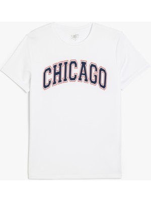 Koton Kısa Kollu Bisiklet Yaka Slogan Baskılı Oversize Spor Tişört