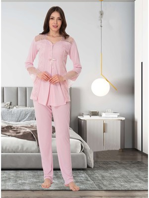 Dvina Effortt Lohusa Pijama Takımı Pudra - 8018