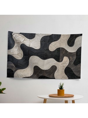 Tek Renkli Kilitli Soyut Sanat Duvar Örtüsü - Yatak Odası, Oturma Odası ve Yatakhane Için