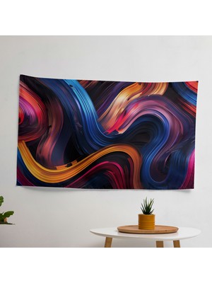 Minimalist Soyut Dönen Çizgiler Duvar Örtüsü - Canlı Renkler Kumaş - Yatak Odası, Oturma Odası,