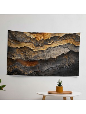 Dünyevi Soyut Dokulu Katmanlar Kumaş Duvar Sanatı Örtü - Canlı Renkler, Yatak Odası, Oturma