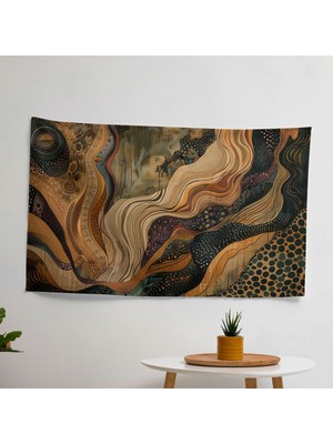 Karmaşık Soyut Sanat Duvar Örtüsü - Canlı Renkler, Süblimasyon Baskı