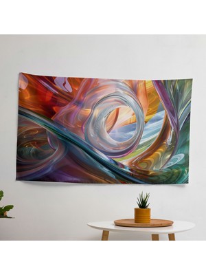 Dönen Soyut  Duvar Örtüsü - Yatak Odası, Oturma Odası ve Yurt Için Canlı Ranforce Kumaş Sanat