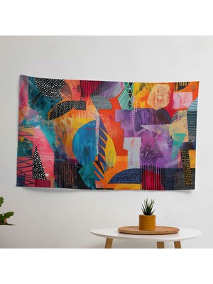 Soyut Sanat Duvar Örtüsü - Yatak Odası, Oturma Odası ve Yurt Için Canlı Renkler Kumaş Duvar