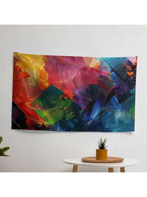 Soyut Fırça Darbeleri Kumaş Duvar Örtüsü - Canlı Renkler, Hafif Süblimasyon Baskı Yatak Odası,