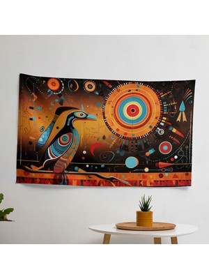 Aborijin Sembolleri  Duvar Örtüsü - Yatak Odası, Oturma Odası, Yatakhane Için Canlı Ranforce