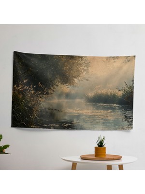 Misty River  Duvar Sanatı - Dekoratif Süblimasyon Baskılı Kumaş Duvar Örtüsü