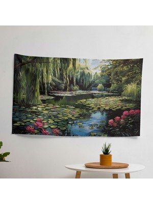 Sakin Su Bahçesi  Duvar Sanatı Modern Büküm Duvar Örtü % Pamuk Arka Polyester Ön Canlı