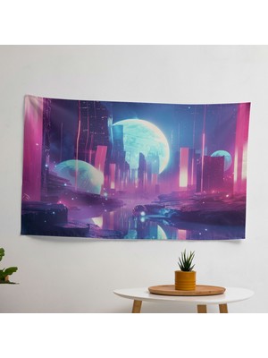 Modern Soyut  Duvar Sanatı Baskılı Kumaş Örtü - Canlı Renkler, Yatak Odası, Oturma Odası Veya