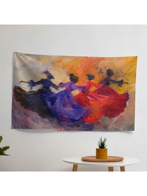 Empresyonizm Dansçıları Hareketli Duvar Örtüsü -  Pamuk Sırtlı, Yatak Odası, Oturma Odası