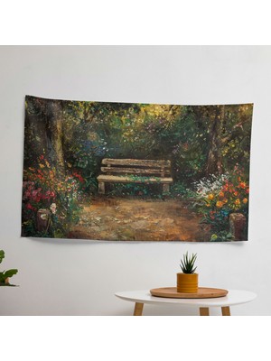 Cosy Garden Claude Monet Duvar Örtüsü -  Pamuk Arka, Polyester Ön  Kumaş, Canlı Süblimasyon