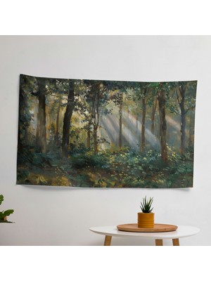 Ağaçların Arasından Güneş Işığı Claude Monet Duvar Örtüsü -  Pamuk Sırt, Canlı Süblimasyon