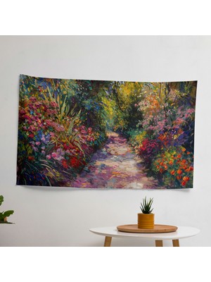 Renkli Bahçe Yolu Claude Monet Duvar Örtüsü - Yatak Odası, Oturma Odası Veya Yurt Odası Için