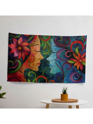 Modern Sanat  Duvar Sanatı Dekoratif Kumaş Duvara Asılan Örtü - Canlı Renkler, Hafif ve Şık