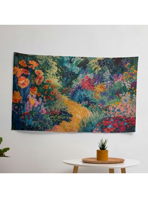 Post-Empresyonizm Bahçe Sahne Kumaş Duvar Örtüsü - Canlı Renkler, Yatak Odası ve Oturma Odası