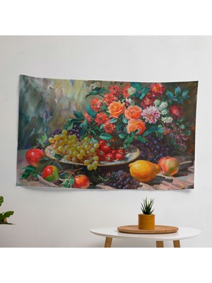 Post-Empresyonizm Natürmort  Duvar Örtü - Yatak Odası, Oturma Odası, Yurt Için Canlı Ranforce
