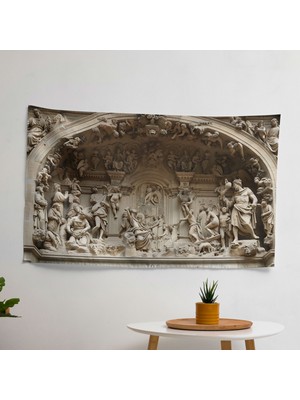 Görkemli Incil Michelangelo Tasarımlı Duvar Örtüsü - Canlı Süblimasyon Baskı,  Pamuk Sırt,