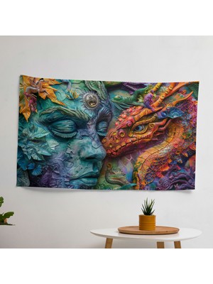 Efsanevi Yaratıklar Duvar Sanatı - Yatak Odası, Oturma Odası Veya Yurt Için Canlı Kumaş Duvar