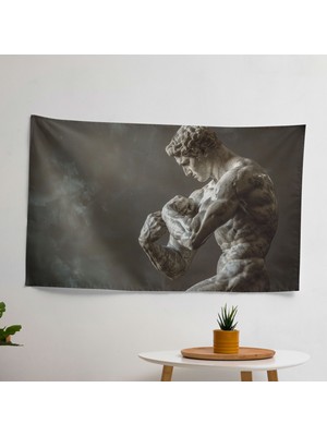 Michelangelo'dan Esinlenen Modern  Duvar Örtüsü -  Pamuk Sırt, Süblimasyon Baskı, Canlı