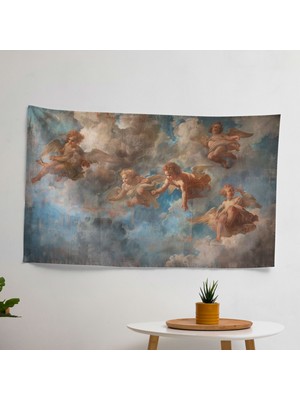 Melek Figürlü Duvar Örtüsü - %100 Pamuk Sırt, Polyester Ön, Ranforce Kumaş, Canlı Renkler