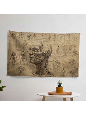 Michelangelo Kanvas Tablo Duvar Örtüsü - Ranforce Kumaş, Canlı Renkler - Yatak Odası, Oturma