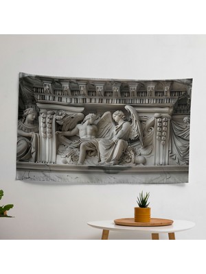 Neoklasizm Duvar Sanatı: Canlı Ranforce Kumaş Duvar Örtüsü -  Pamuk Sırt ve Polyester