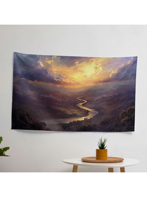 Rokoko Tarzı Resim Duvar Sanatı Kumaş Örtü | Arkası  Pamuk, Önü Polyester | Canlı Renkler