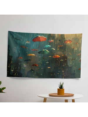 Sürrealizm Sanat Duvar Dekorasyonu - Canlı Ranforce Kumaş Duvar Örtüsü, Süblimasyon Baskı,