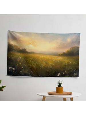 Sunrise Meadow Empresyonizm Duvar Dekorasyonu - Canlı Renklerle Modern Hafif Kumaş Duvar Sanatı