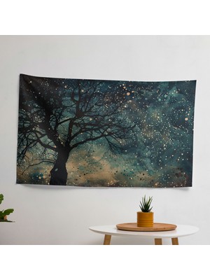 Pointillism Gece Gökyüzü  Duvar Sanatı Dekoratif Örtü - Canlı Renkler,  Pamuk Sırt, Süblimasyon