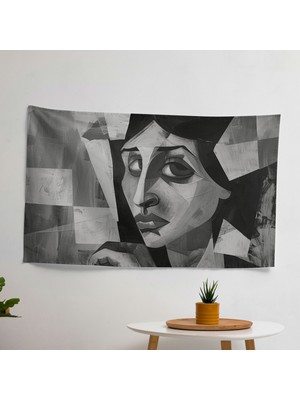 Kübist Kadın Picasso Duvar Örtüsü - Yatak Odası, Oturma Odası, Yurt Için Canlı Ranforce Kumaş