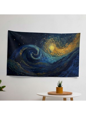Yıldızlı Gece Gökyüzü Post-Empresyonizm Duvar Örtüsü -  Pamuk ve Polyester Karışımı -