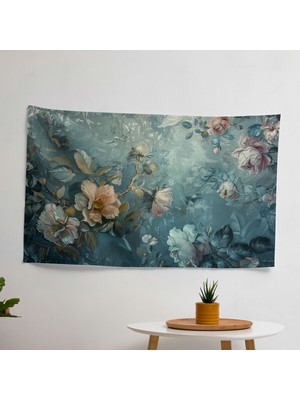 Kaprisli Rokoko Duvar Sanatı - Canlı Baskılı Duvar Örtüsü  Pamuk Arka  Polyester Ön