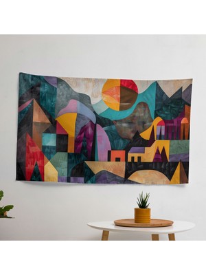 Picasso Esque Duvar Sanatı Örtü - Canlı Renklere Sahip Ranforce Kumaş, Modern Süblimasyon