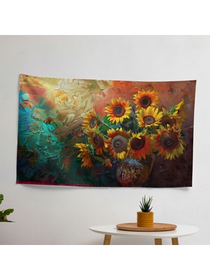 Vincent Van Gogh'tan Esinlenen Modern Duvar Örtüsü -  Pamuk Sırt, Ranforce Kumaş - Canlı