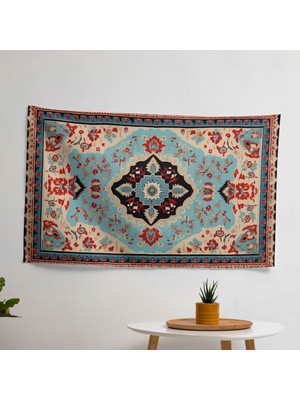 Zarif Türk Halısı Duvar Örtüsü -  Pamuk Sırtlı, Canlı Renkler - Yatak Odası, Oturma Odası,