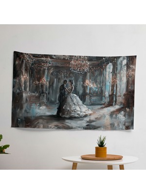 Rokoko Tarzı Modern Duvar Örtüsü |  Pamuk Sırt ve Polyester Ön | Canlı Süblimasyon Baskı