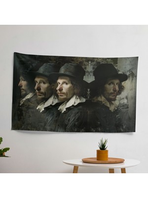 Rembrandt Otoportre Duvar Örtüsü - Yatak Odası, Oturma Odası ve Yurt Için Canlı Ranforce Kumaş