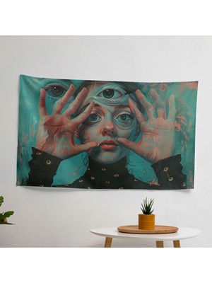 Sürrealizm  Duvar Örtüsü - Canlı  Pamuk ve Polyester Kumaş - Modern Ev Dekorasyonu