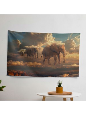 Rüya Gibi Gerçeküstücülük  Duvar Sanatı - Canlı Renklerle Pamuk Arkalı Polyester Ön Kumaş